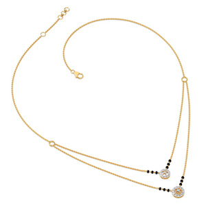 Collar Mangalsutra de Doble Capa y Doble Estación con Diamantes Geométricos - Product Image 2