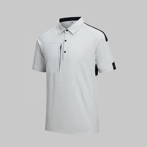 Camiseta Polo de Trabajo de Alta Visibilidad para Hombre, de Poliéster, Manga Corta, Impermeable, Antibacteriana, Diseño de Bloques de Color Azul Marino y Blanco - Product Image 4