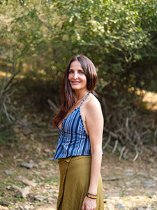 Handmade Blue Striped Cotton Halter <b>Top</b> for Women Boho <b>Festival</b> Clothing Backless V Neck Summer Blouse Handwoven Crop <b>Top</b> - Product Image 4