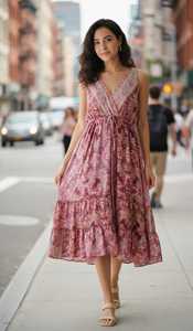 Maxi <b>Dress</b> Deep V-Neck <b>Boho</b> Paisley Silk Mini <b>Dress</b> | Sleeveless <b>Summer</b> Tunic | Vintage Style Festival <b>Dress</b> for Women - Product Image 2