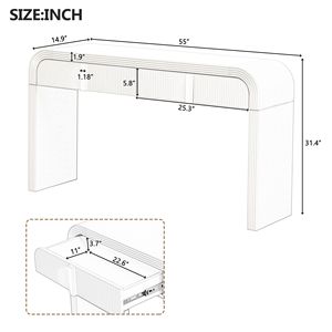 Consolle Moderna con Silhouette Arrotondata e 2 Cassetti, Superficie Liscia Unica per Soggiorno e Ingresso - Product Image 4