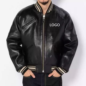 OEM Custom Logo High Quality <b>Baseball</b> Leather <b>Jacket</b> Customized Leather Bomber Letterman <b>Men</b> Zip up Varsity <b>Jacket</b> - Product Image 1