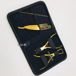 Kit de pinces à extensions de cheveux en acier inoxydable plaqué or de qualité chirurgicale, professionnel, best-seller, écologique - Product Image 5