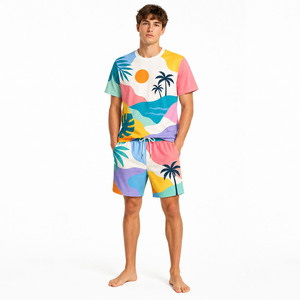 Conjunto de Camiseta y Pantalones Cortos con Estampado Gráfico de Verano para Hombre 2026, Ropa Casual de Dos Piezas - Product Image 1