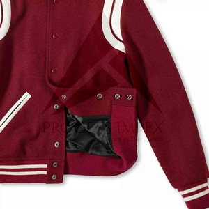 Veste universitaire rouge pour homme, décontractée, couleur unie, col rabattu, polyester et coton, coupe classique, pour l'automne, fermeture à boutons - Product Image 5