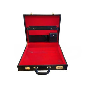 Estuche rígido personalizado para mandil y collar de regalia masónica, maletín de cuero suave con cierres metálicos, MDF de 2 mm, hebillas de plástico de 5 mm, cinturones elásticos. - Product Image 3