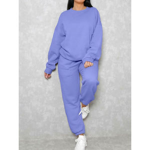 Conjunto Deportivo de 2 Piezas para Mujer, Sudadera de Felpa de Algodón, Transpirable, de Secado Rápido, Cuello Redondo, Pantalones Deportivos Holgados, Personalizado para Invierno - Product Image 3