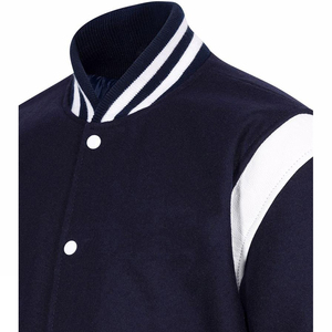 OEM Custom High Quality Navy Chenille Embroidery Leather Sleeves Bomber Letterman Varsity <b>Jacket</b> for <b>Men</b> - Product Image 4