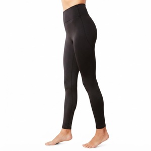 High Waist 100% polyester quick dry fabric Full Length <b>Leggings</b> Women's Knitted Stretch Solid Color Basic Style All Seasons Wear - Product Image 3