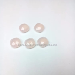 พลอยแคลซิโดนีสีชมพูธรรมชาติ 100% แบบกึ่งมีค่า รูปทรงดับเบิ้ลเชคเกอร์ พร้อมการเจียระไนแบบซอฟท์พาสเทล สำหรับทำเครื่องประดับและตกแต่ง - Product Image 1