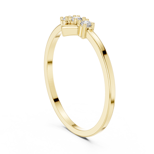 Anillo de compromiso, boda o aniversario con tres diamantes de corte radiante geométrico en forma de cometa, chapado en oro amarillo y rodio. - Product Image 4