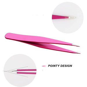 Juego de 3 Pinzas Profesionales para Cejas de Acero Inoxidable con Punta Inclinada - Product Image 4