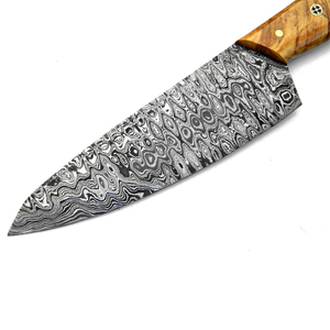 Couteau de chef artisanal personnalisé en acier Damas, lame de 8 à 9,9 pouces, manche en bois, couteau de cuisine traditionnel, forgé pour droitier - Product Image 3