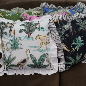Animal Pattern Ruffle Cushion Cover Square Bohemian Style Decorative Pillowcase for <b>Home</b> Use - Product Image 2