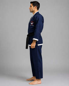Uniforme de Karate Azul Marino para Hombre, Logotipo Bordado, Corte Regular, 100% Algodón, Ropa de Entrenamiento Resistente, Prenda de Artes Marciales para Adultos - Product Image 5