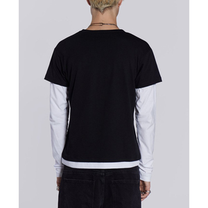 เสื้อยืดผู้ชายแบบสองชั้นรุ่นใหม่ล่าสุด ทรงโอเวอร์ไซส์ ผ้าฝ้าย สไตล์สตรีทแวร์ แขนสองชั้น ลายดอกไม้ ผ้าไม่เป็นขุย 100% ผ้าฝ้าย - Product Image 5