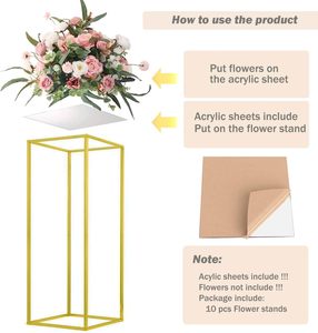 Supporto cilindrico in metallo dorato, colonna espositiva quadrata, porta vaso per decorazioni di matrimoni e feste di compleanno - Product Image 3
