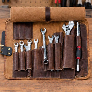 Bolsa enrollable de cuero premium para herramientas, organizador de herramientas manuales para mecánicos y técnicos, personalización de marca OEM a precio razonable. - Product Image 1
