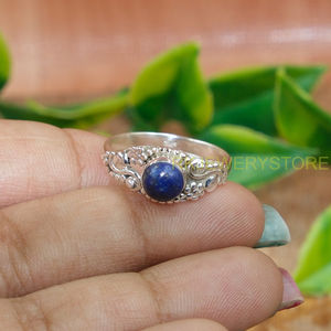 Anillo de Piedra Preciosa de Lapislázuli Natural, Anillo de Plata de Ley 925, Anillo de Piedra Azul, Anillo de Promesa, Joyería de Lapislázuli, Regalo de Navidad - Product Image 4