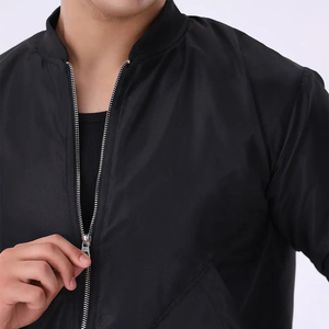 Men Classic Black Satin Bomber <b>Jacket</b> Zipper Up Shiny Silk Flight <b>Jacket</b> Lightweight Casual Slim Fit Outerwear Soft Coat - Product Image 5
