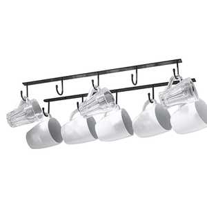 Metal Mug Rack with Vertical <b>Hooks</b> Holding Ceramic Coffee Mugs Red Black Stripe Splatter Pattern Functional <b>Kitchen</b> Organizer - Product Image 5