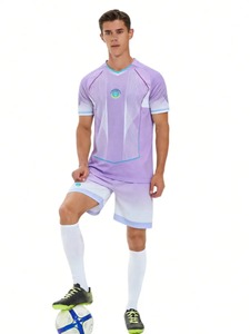 Maillot de football pour homme, manches courtes, col en V, impression sublimée, couleur unie, respirant, anti-transpiration, polyester, uniforme de haute qualité - Product Image 1