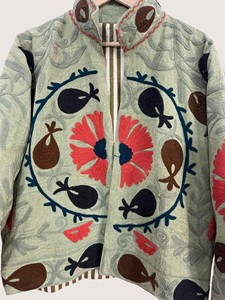 Abrigo de Algodón Bordado con Flores Estilo Chino, Manga Larga, Cuello Mandarín, Ropa Exterior Informal para Adultos, para Otoño - Product Image 5