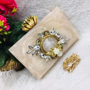 Bolso Rectangular de Resina con Adornos Florales, Clutch de Noche Hecho a Mano, Cartera de Diseño para Boda, Bolso de Novia al por Mayor - Product Image 2