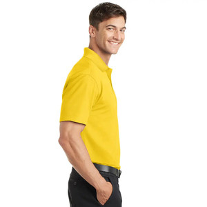 <b>Men's</b> <b>Yellow</b> Short Sleeve Polo <b>Shirt</b> Solid Color Cotton Pique Knitted Casual Breathable Regular Fit Button Design polo <b>shirt</b> - Product Image 2