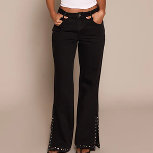 OEM stretch jeans women skinny <b>flare</b> jeans high waist denim pants casual chic bulk order export - Product Image 1