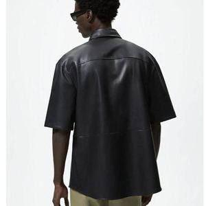 Chemises pour hommes en cuir véritable, personnalisables, pour vêtements décontractés, sports de plein air, mode hiver, avec logo personnalisé, faible MOQ - Product Image 5