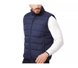 Gilet matelassé bleu marine pour homme avec logo personnalisé OEM, col montant, fermeture éclair, imperméable, coupe-vent, léger, vêtement d'extérieur formel - Product Image 4