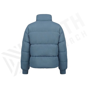 Hooded Quilted Waterproof <b>Bubble</b> Jacket Black Full Sleeve Winter Windproof Cotton Shell Knitted Fabric Polyester Filling Stand - Product Image 2