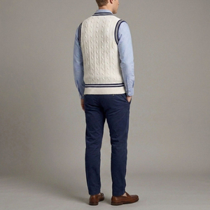 Pull en cachemire à rayures avec logo personnalisé, anti-rides, respirant, tissu épais, col en V, épaules dénudées, pour homme, hiver - Product Image 6