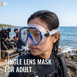Máscara de Buceo de Lente Única Aropec con Correa Elástica Cómoda, Máscara de Snorkel de Vidrio Templado Antivaho para Natación, OEM/ODM - Product Image 2
