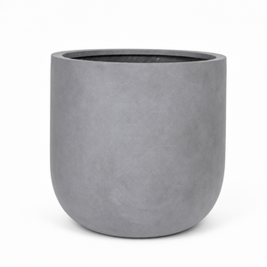 Classic Decorative Grey Smooth Fiberglass Bowl Plant <b>Pot</b> Lightweight Outdoor Indoor Garden Planter Set of 5 Sizes - Product Image 1