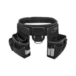 Ceinture à outils noire avec plusieurs poches et anneau en D pour la menuiserie et la construction - Product Image 1