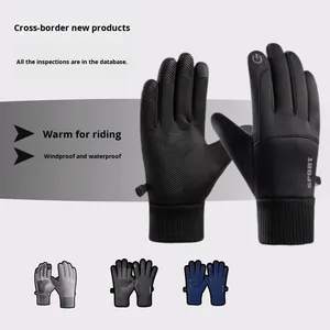 Guantes negros de invierno con pantalla táctil para dedos completos, guantes unisex para deportes al aire libre con hebilla, guantes impermeables para montar a caballo, guantes de dedo completo - Product Image 6
