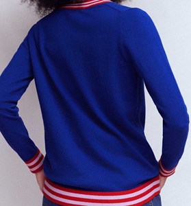 Cárdigan Varsity con Cuello en V para Hombre, Transpirable, a Rayas, de Punto, con Botones, para Equipos Escolares - Product Image 2