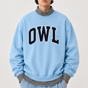 Sweat-shirt molletonné épais pour homme avec logo personnalisé, imprimé graphique OWLS, col montant, coupe oversize, streetwear, OEM, sweats à capuche d'hiver - Product Image 1
