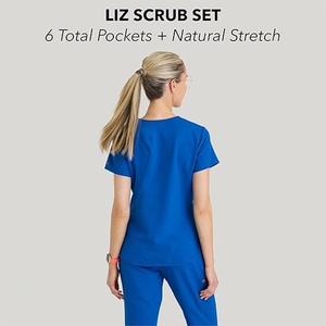 Classic Fit <b>Scrub</b> <b>Top</b> & Pant Set for Women – Up to 70°C Wash, Natural Stretch, Moisture Wicking, Anti-Static - Product Image 2