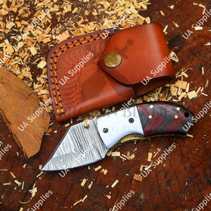 Couteau de poche miniature en acier Damas forgé à la main, manche ergonomique en bois de Wenge, couteau de camping, OEM/ODM, vente en gros, faibles MOQ - Product Image 2