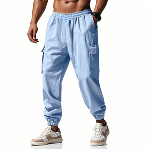Pantalones Cargo Largos para <span class=keywords><strong>Hombre</strong></span> - Pantalones Deportivos Casuales Holgados de Talla Grande <span class=keywords><strong>con</strong></span> Logotipo Personalizado al por Mayor para Gimnasio y Aire Libre, Nuevos Pantalones Cargo de Color Sólido - Product Image 5