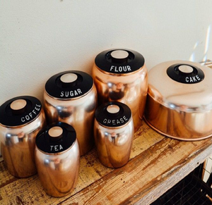 Stunning Metcraft Rustic Copper Kitchen Canisters Matte Black Flip Top Lids Moisture-Proof Freshness Preservation Handcrafted - Product Image 3