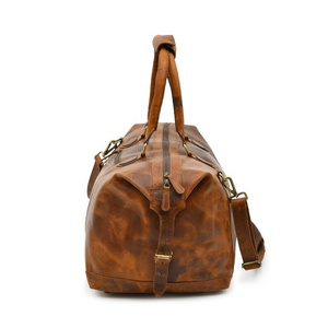 Bolsas de Viaje de Gran Capacidad y Alta Calidad, Bolsa de Lona Vintage de Cuero Genuino para Viajes de Negocios - Product Image 3