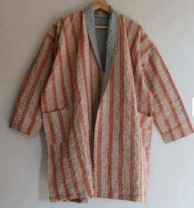 Women's Reversible <b>Kantha</b> Cotton Quilted <b>Jacket</b> Vintage Printed Knitted Cardigan Winter Wear - Product Image 2