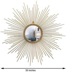 Sunburst <b>Gold</b> Decorative Metal <b>Wall</b> <b>Mirror</b> Luxury Glass With Wire Frame for Home Decor Living Dining and Office Room - Product Image 4