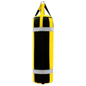 Sac de frappe lourd en cuir bicolore jaune et noir, personnalisé avec logo OEM, vide, pour entraînement de fitness, MMA, kickboxing, gym, usage intensif - Product Image 1