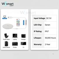 Tira de Luces LED RGBIC WS2812B de 5V CC, 360 Grados, IP67 Impermeable, Direccionable, Tubo Redondo para Decoración de Habitaciones de Juegos y Proyectos DIY