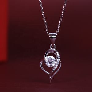 Joyería de diamante de moissanita blanca perfecta, de plata 925 colgante collar con de corazón abierto, regalo para el Día de San Valentín, joyería de destino - Product Image 5